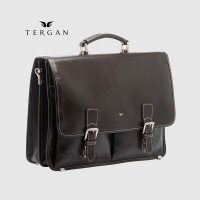 Портфель Кожаный TERGAN 2775 С двумя накладными карманамиKAHVE VEGETAL Темно Коричневый