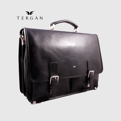 Портфель Кожаный TERGAN 2775 С двумя накладными карманамиSIYAH VEGETAL Черный