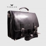Портфель Кожаный TERGAN 2775 С двумя накладными карманами SIYAH VEGETAL Черный