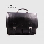 Портфель Кожаный TERGAN 2775 С двумя накладными карманами SIYAH VEGETAL Черный