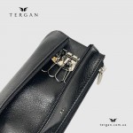 Ключница TERGAN 0157 Кожаная на молнии с двумя отделениями для ключей среднегоо размера  SIYAH RUSTIC Черный