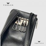 Ключница TERGAN 0157 Кожаная на молнии с двумя отделениями для ключей среднегоо размера  SIYAH RUSTIC Черный
