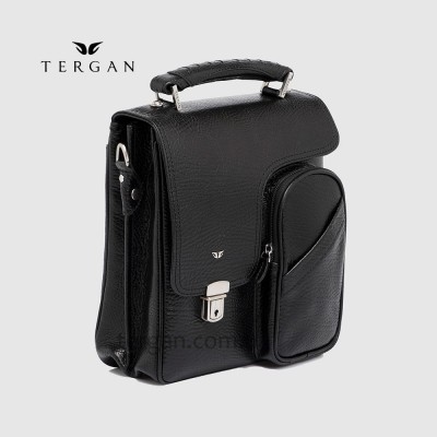 Сумка Полупортфель Вертикальный TERGAN 22709 Ремень Через плечо Центральная кожаная  верхняя ручкаSIYAH BRIC
