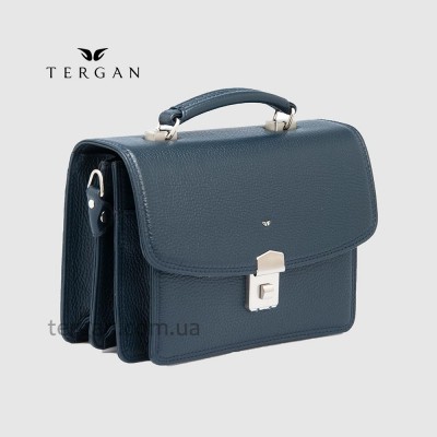 Барсетка TERGAN 22133 кожаная классическая на три отделения с ремнем через плечо LACIVERT FLOATER Т.Синий