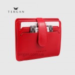 Картхолдер TERGAN 1531 На кнопке кожаный на 10 карт  KIRMIZI RUSTIC Красный