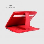Картхолдер TERGAN 1531 На кнопке кожаный на 10 карт  KIRMIZI RUSTIC Красный