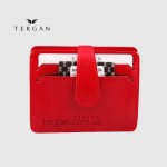 Картхолдер TERGAN 1531 На кнопке кожаный на 10 карт  KIRMIZI RUSTIC Красный
