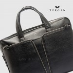 Сумка Портфель мужская кожаная TERGAN 21387 для документов А4 и ноутбука  SIYAH BUFFALO Черный