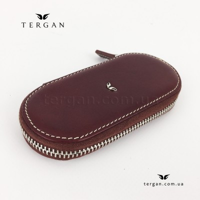 Ключница TERGAN 096 Кожаная На молнии с карабинами для ключей 22TABA VEGETAL Коричневый