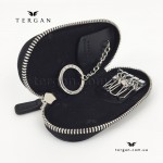 Ключница TERGAN 096 Кожаная На молнии с карабинами для ключей  SIYAH VEGETAL Черный