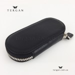 Ключница TERGAN 096 Кожаная На молнии с карабинами для ключей  SIYAH VEGETAL Черный