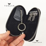 Ключница TERGAN 096 Кожаная На молнии с карабинами для ключей  SIYAH VEGETAL Черный